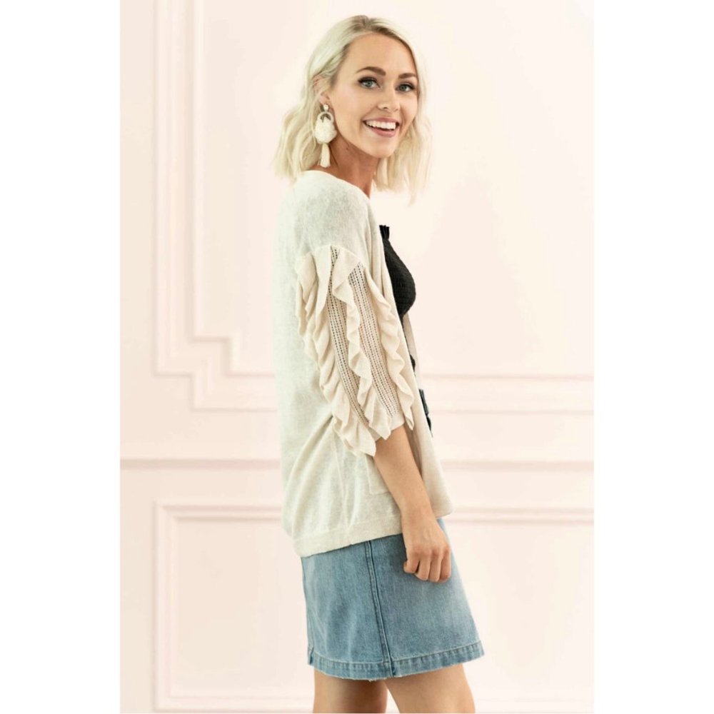 NWT Rachel Parcell Ruffle Sleeve Cardigan